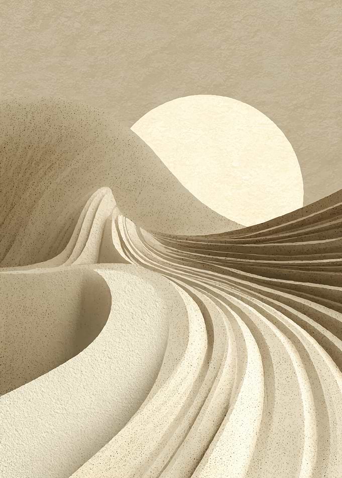 Abstract Desert Landscape with Sun