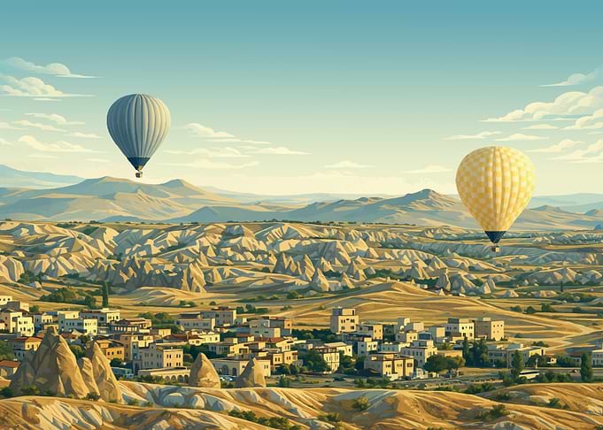 Cappadocia Hot Air Balloons - Scenic Turkish Landscape Art Print