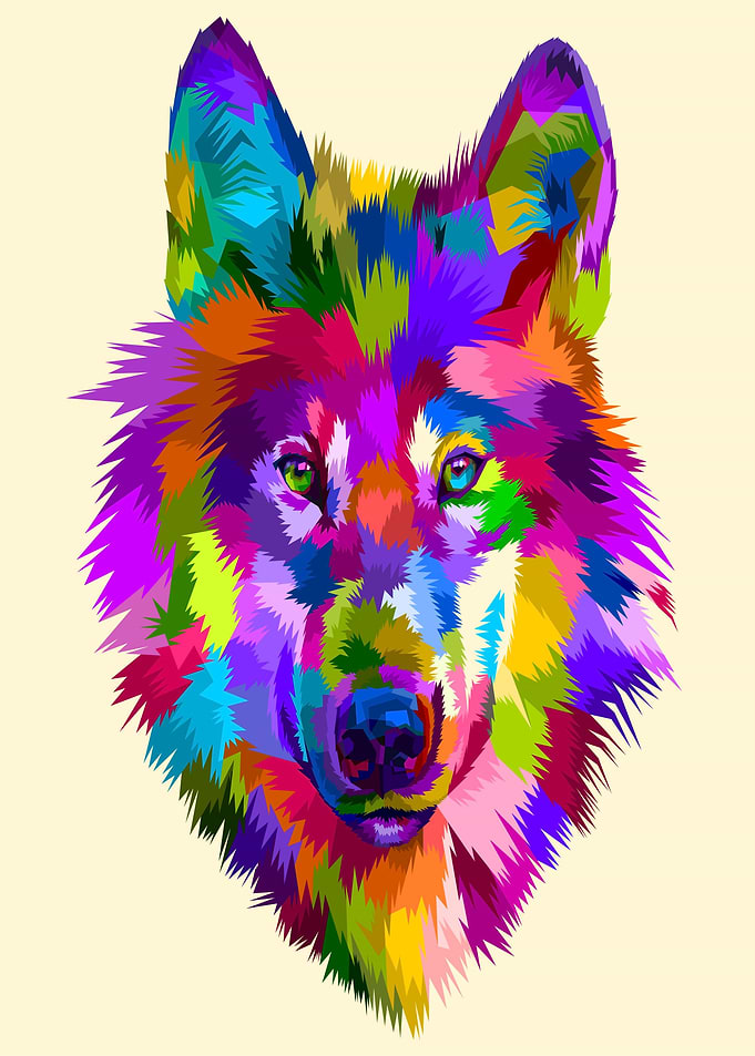 Colorful Wolf Portrait