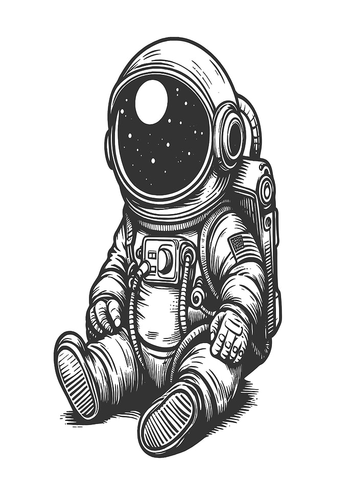 Astronaut Sitting in Space