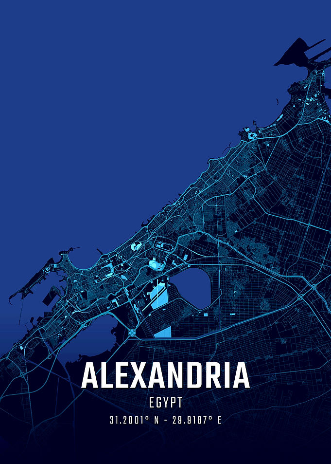 Alexandria Egypt Midnight City Map