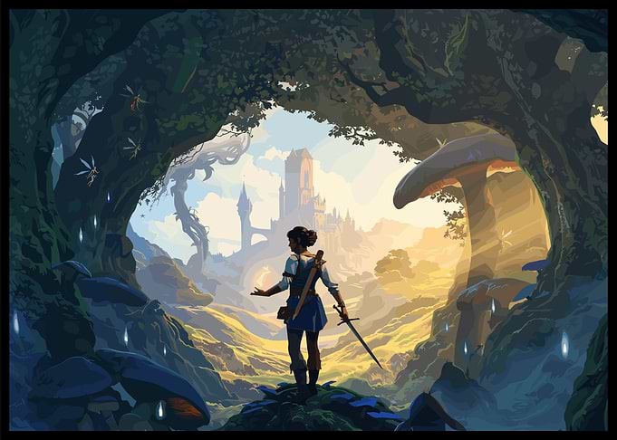 Fantasy Warrior in Enchanted Forest