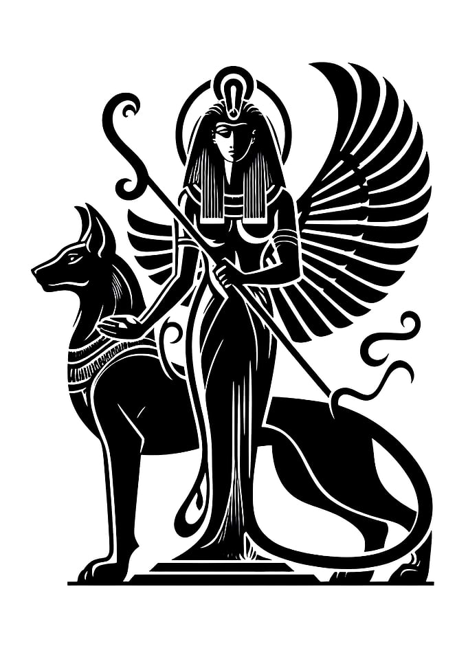 Egyptian Goddess Isis with Anubis