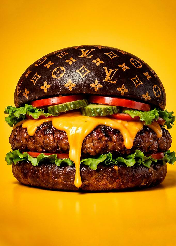 Luxury Burger with Louis Vuitton Pattern