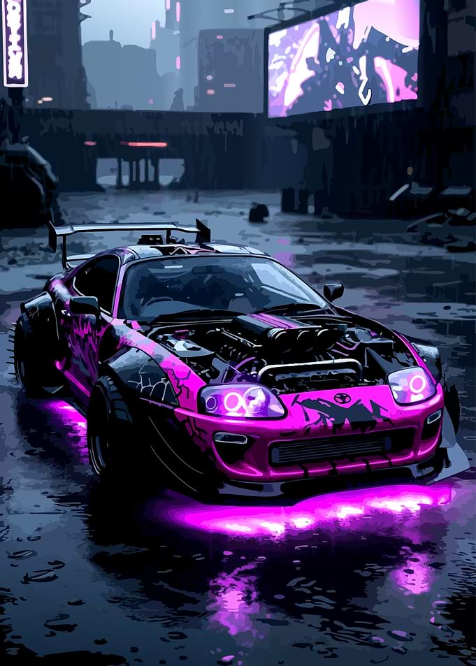 Cyberpunk Supra with Neon Glow