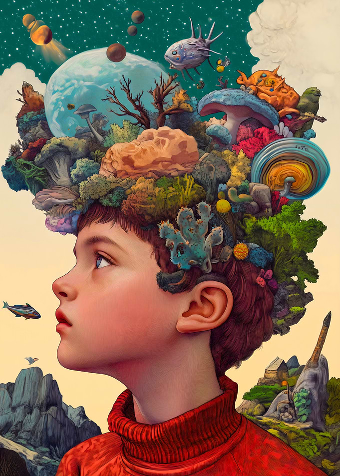 Child's Imagination with Cosmic Elements