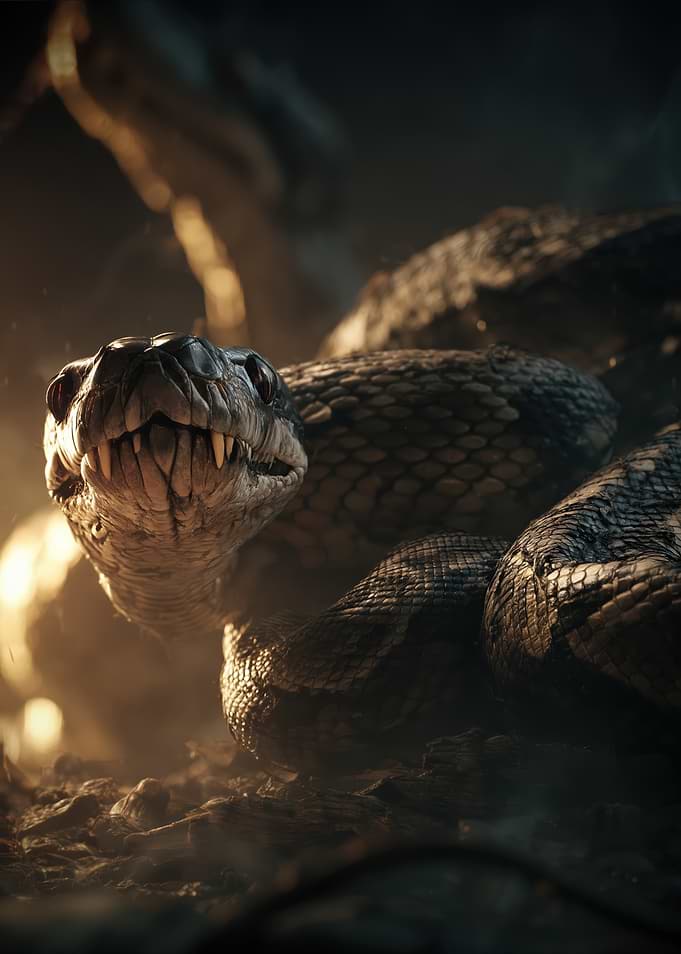 Close-up of a Menacing Snake