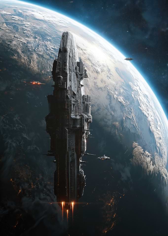 Massive Spaceship Above Earth