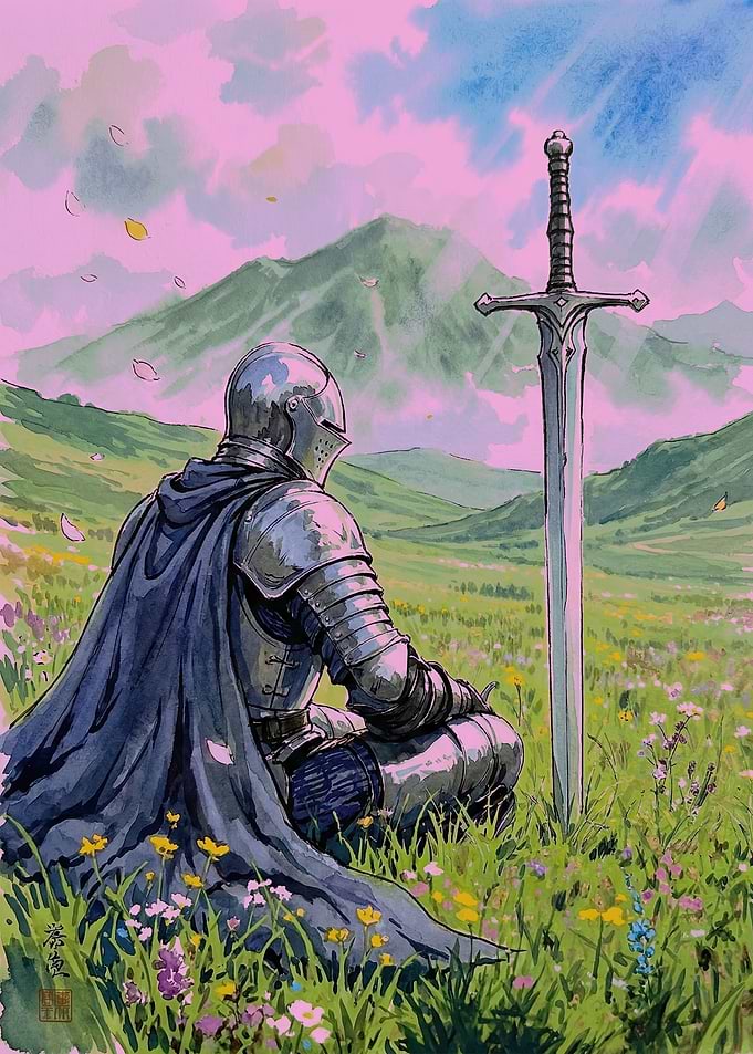 Knight in a Flower Field
