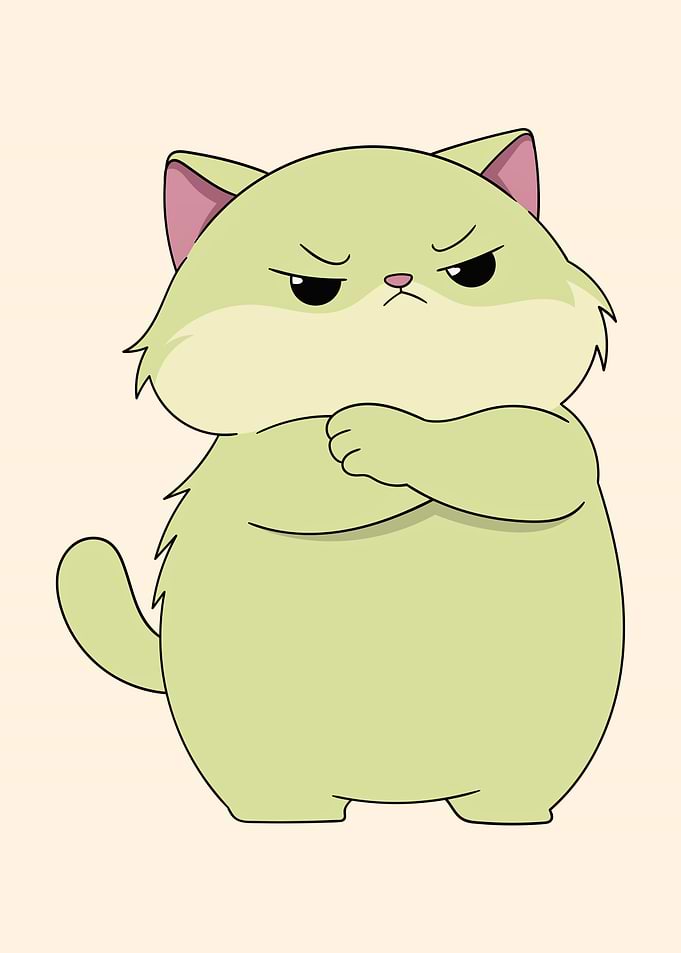 Grumpy Light Green Cat