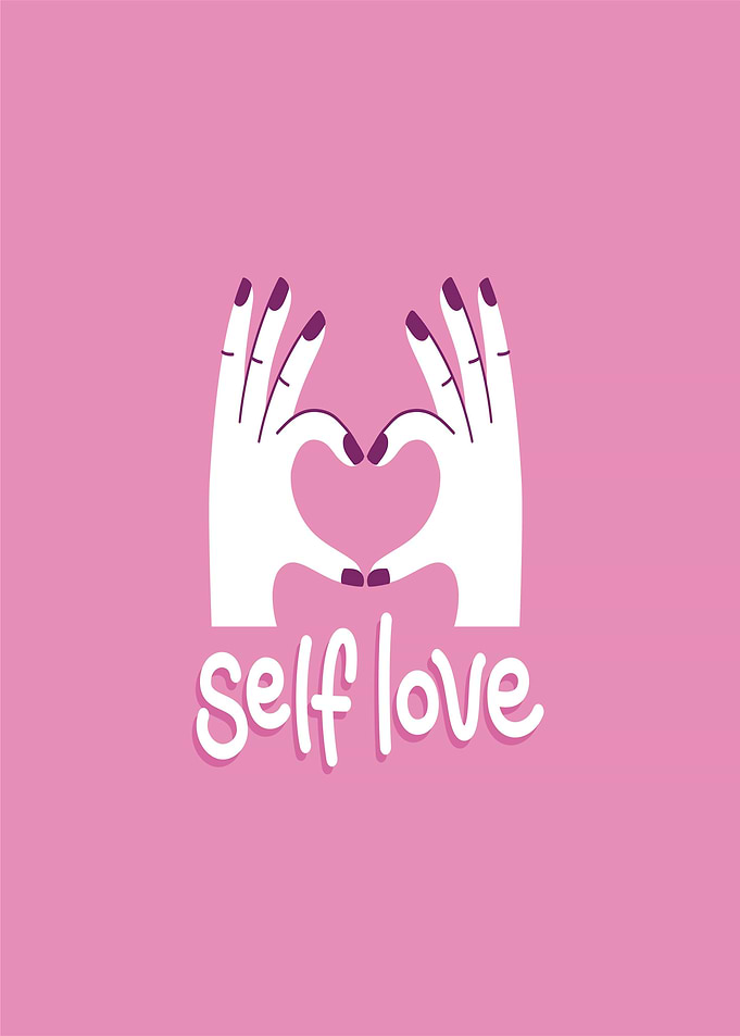 Self Love Heart Hands Pink Background