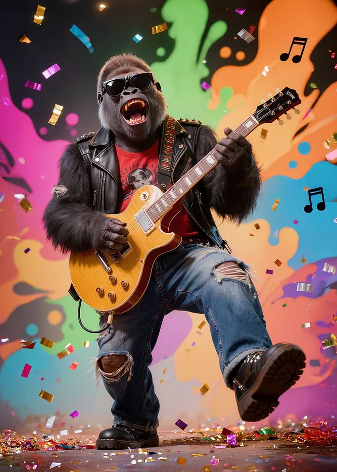 Rockstar Gorilla Playing Guitar