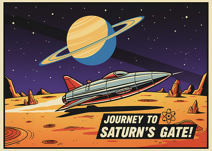 Retro Space Journey to Saturn
