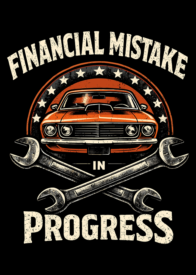 Financial Mistake In Progress Poster, Muscle Car Wall Art, Funny Garage Print