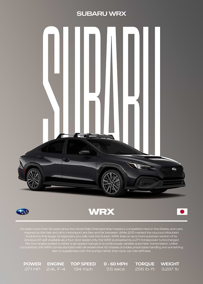 Subaru WRX Car Poster
