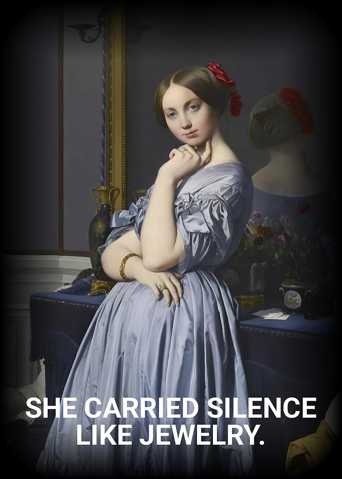 Woman in Blue Dress with Jewelry