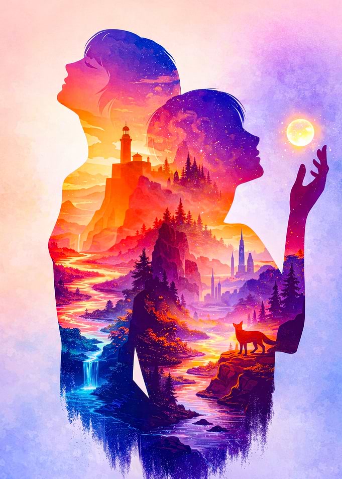 Double Exposure Fantasy Landscape