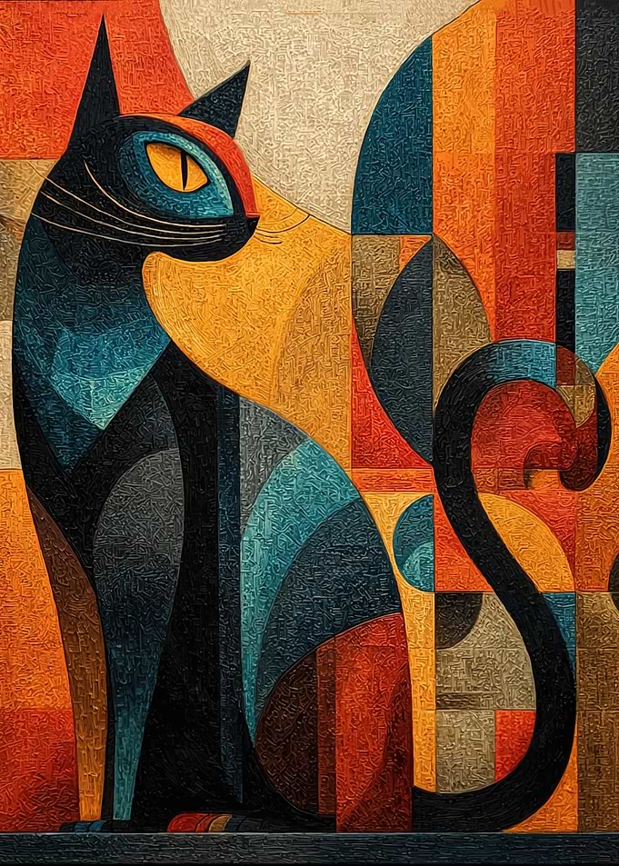 Abstract Cat Painting