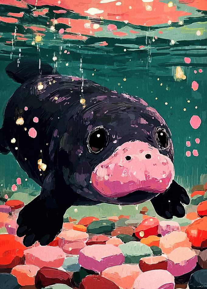 Cute Platypus Underwater Painting