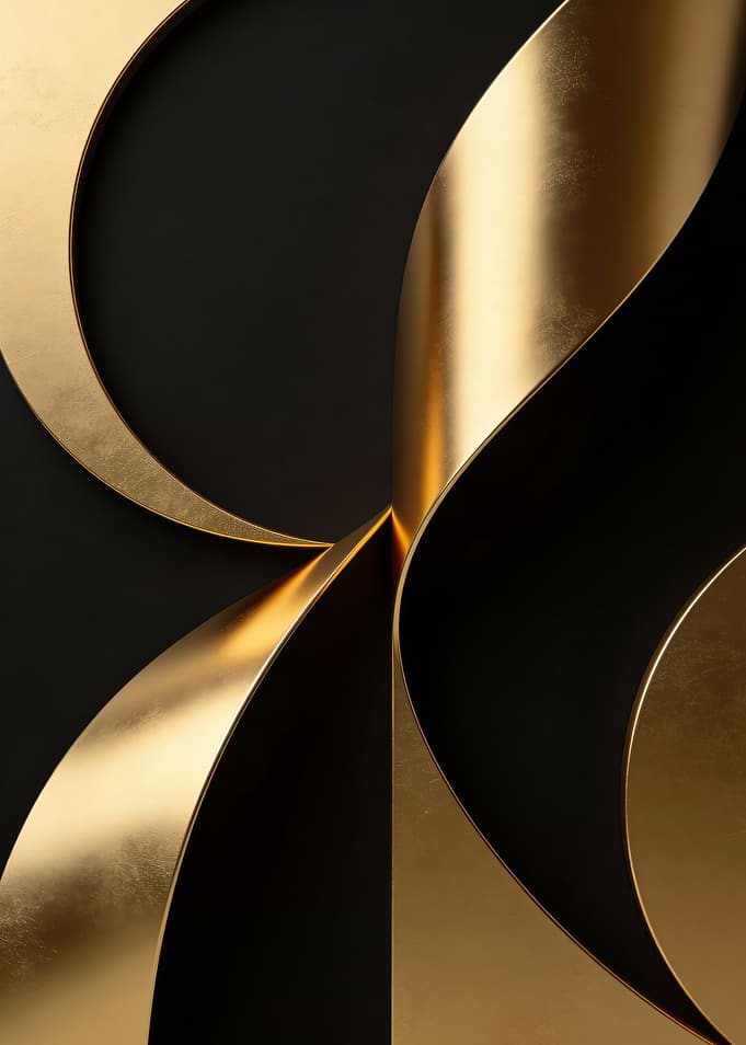 Abstract Gold Ribbons on Black