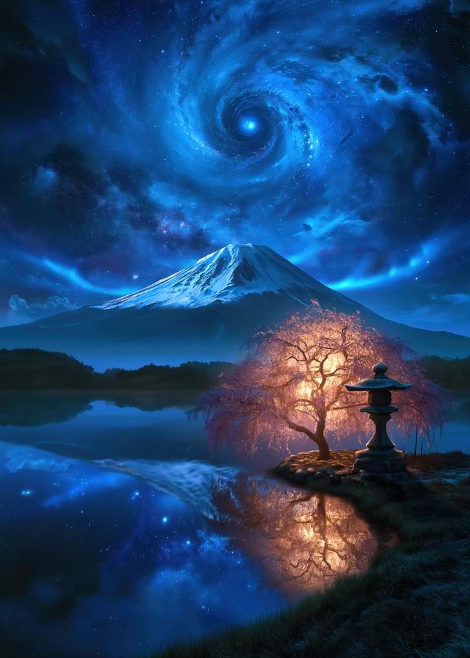 Magical Mount Fuji Night Landscape