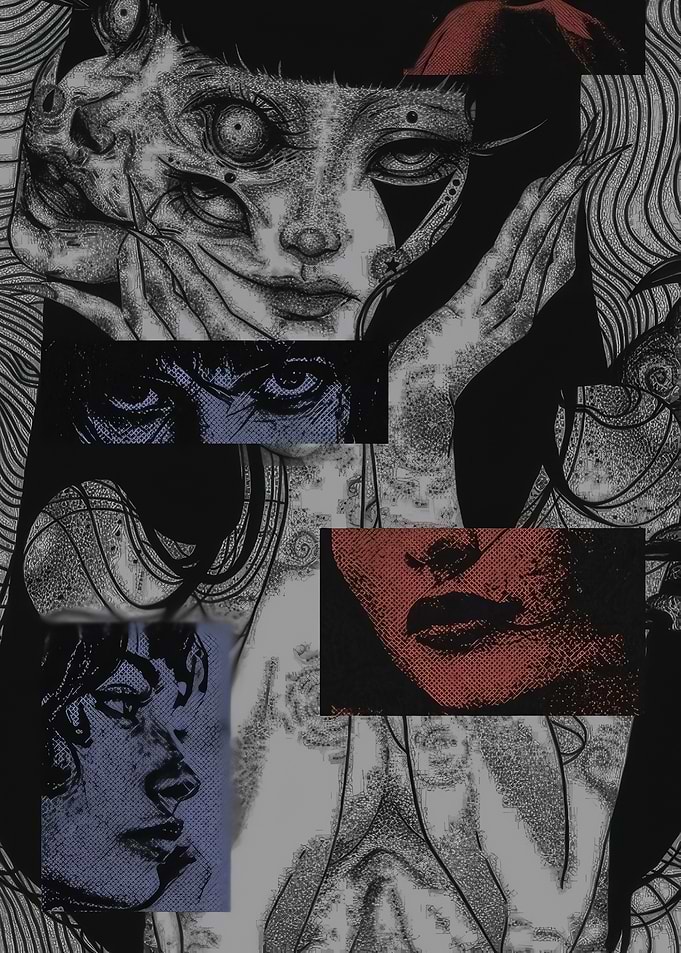 Surreal Collage of Faces and Eyes