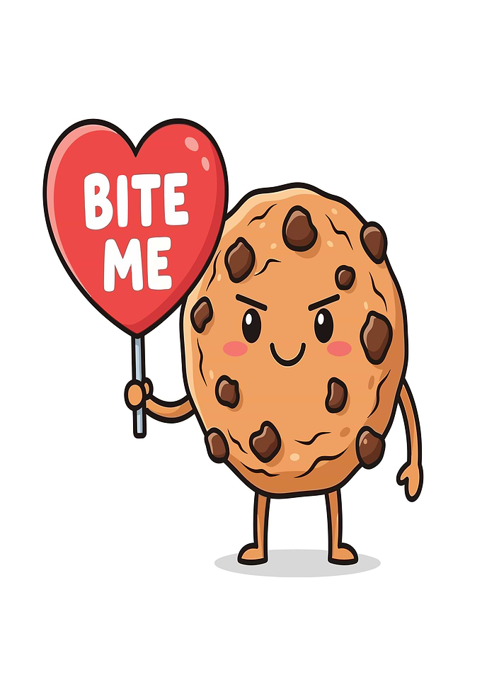 Cute Cookie Holding 'Bite Me' Sign