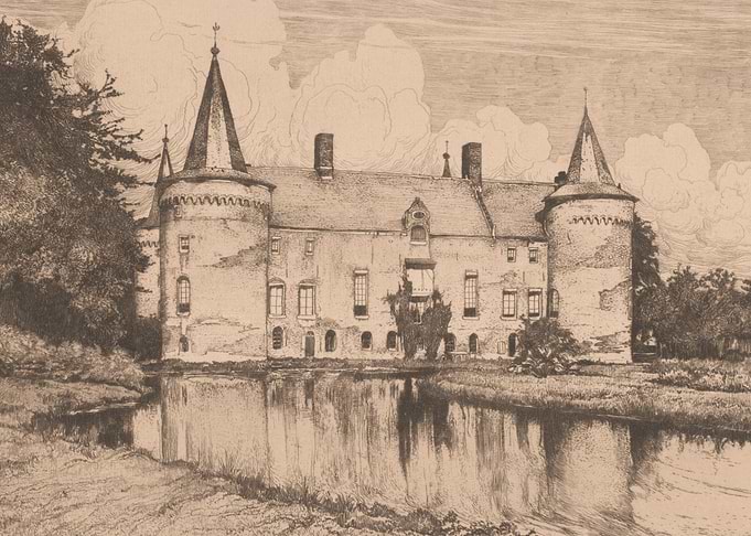 Castle reflected in water