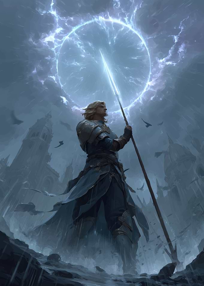 Fantasy Warrior with Glowing Spear