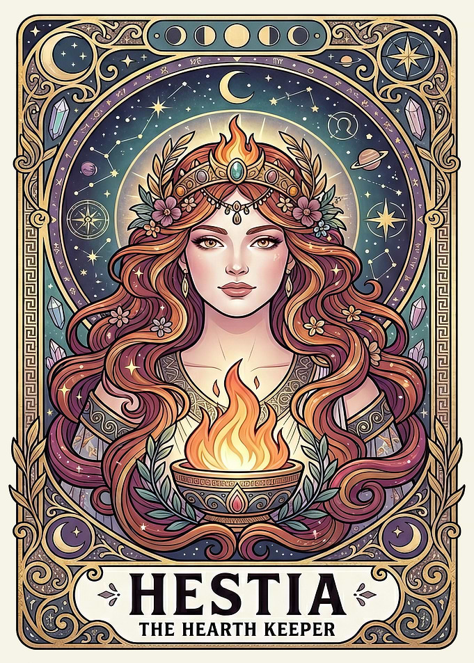 Hestia The Hearth Keeper Tarot Card