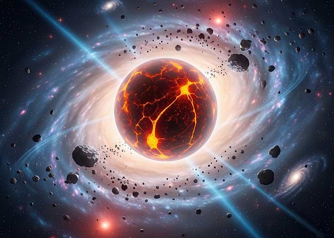 Fiery Planet in Cosmic Nebula
