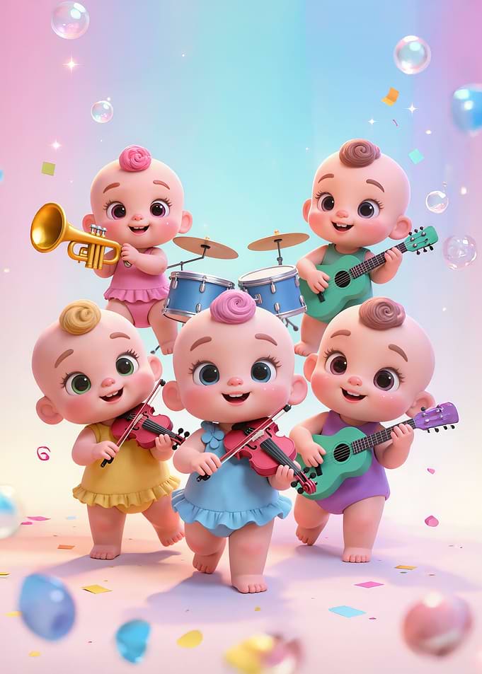 Cute Babies Playing Music