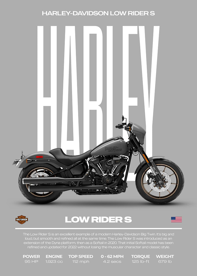 Harley-Davidson Low Rider S Motorcycle Poster