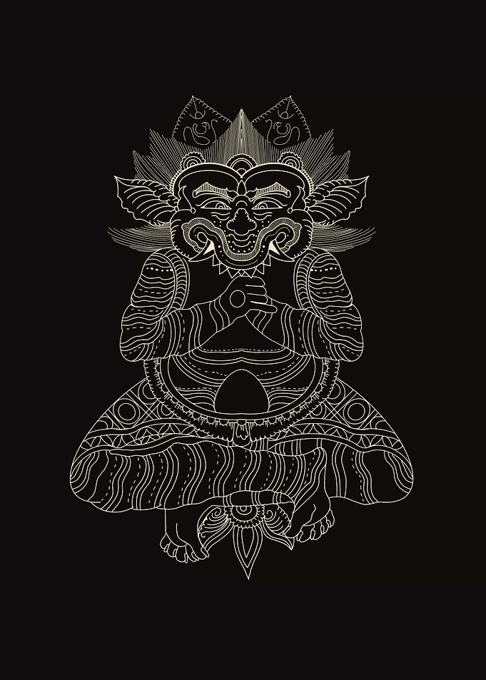 Balinese Ornate Traditional Mask Illustration
