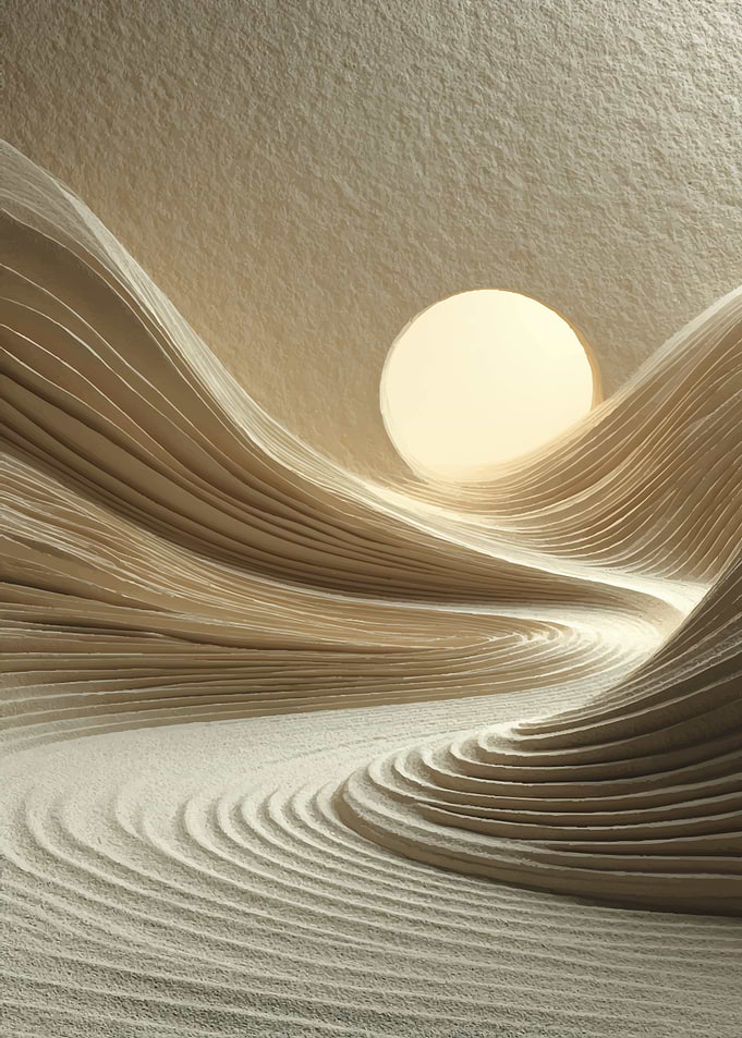 Zen Garden Landscape with Glowing Orb