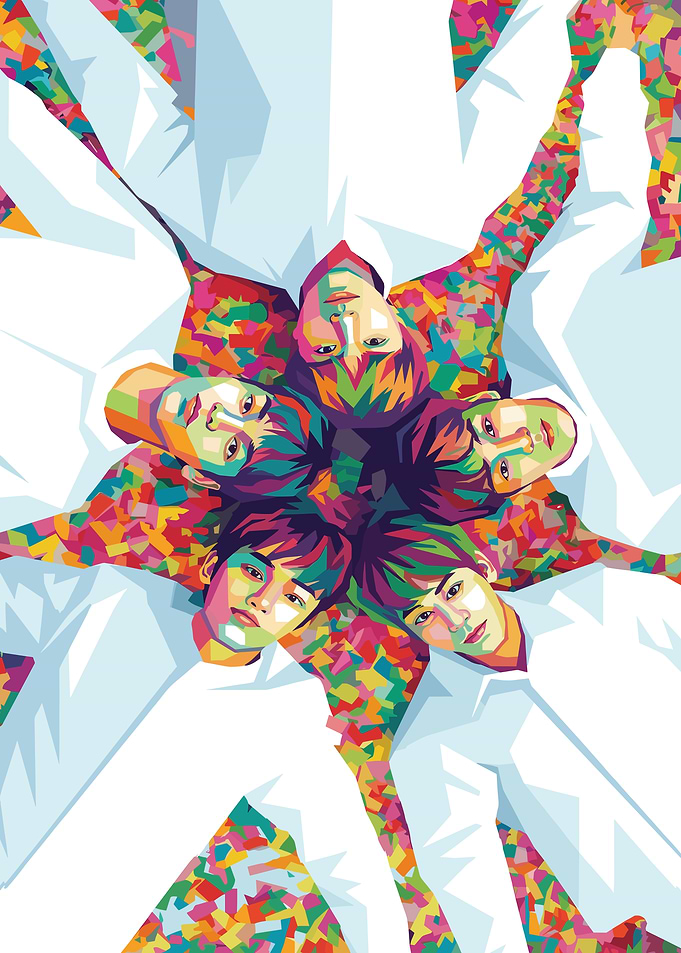K-Pop Group in Pop Art Style