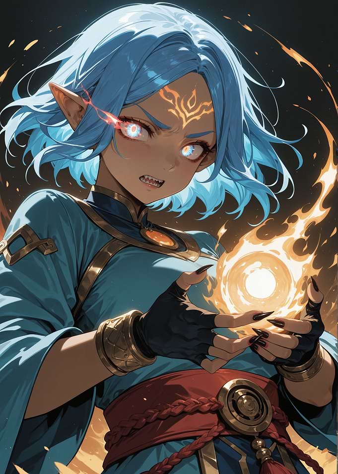 Anime Mage Conjuring Fireball