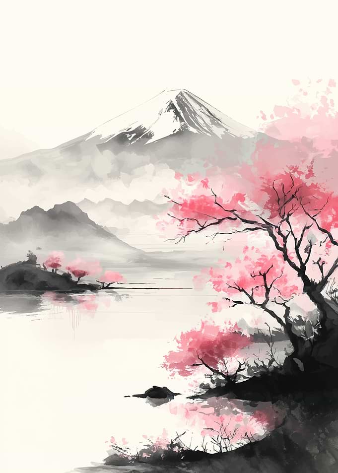 Mount Fuji with Cherry Blossoms