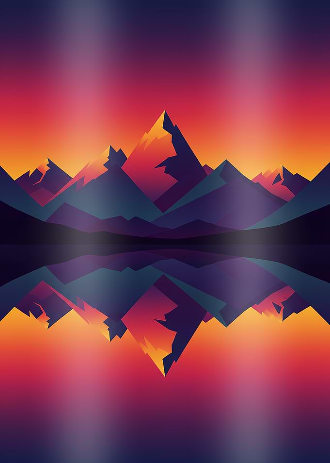 Reflective Mountain Sunset