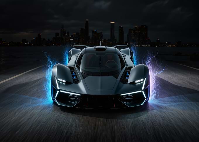 Futuristic Car with Electric Aura