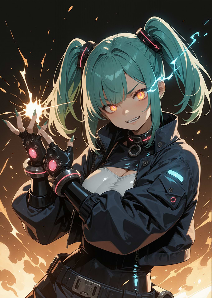 Anime Girl with Electric Powers