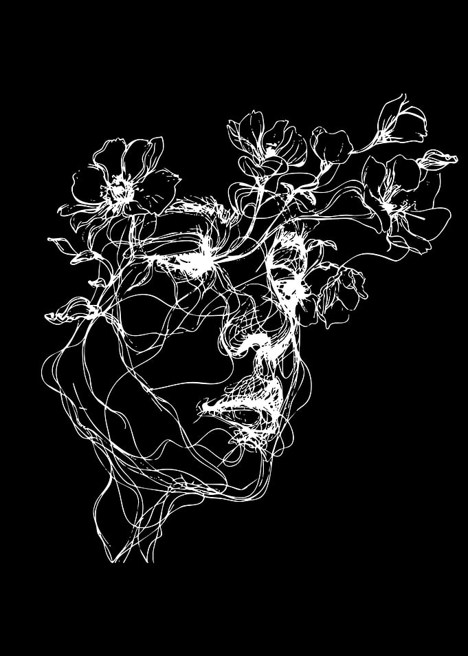 Floral Face Sketch