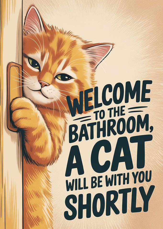 Cat Peeking in Bathroom Door