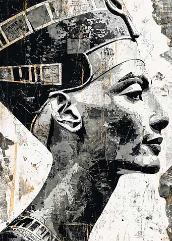 Nefertiti Egyptian Queen Newspaper Collage