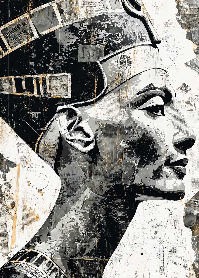 Nefertiti Egyptian Queen Newspaper Collage