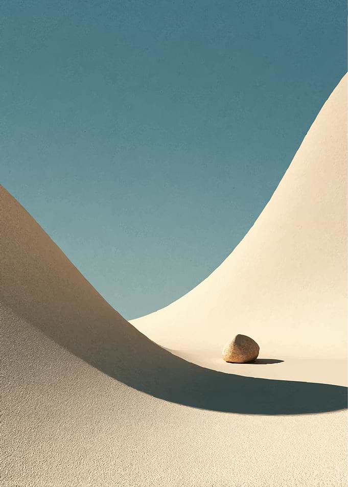 Desert Dunes and Single Rock