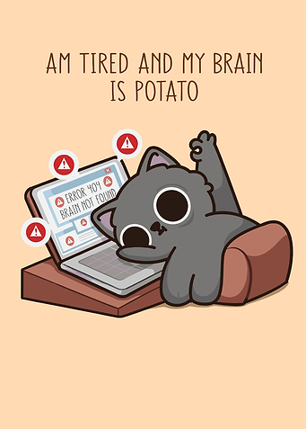 Tired Cat with Laptop Error