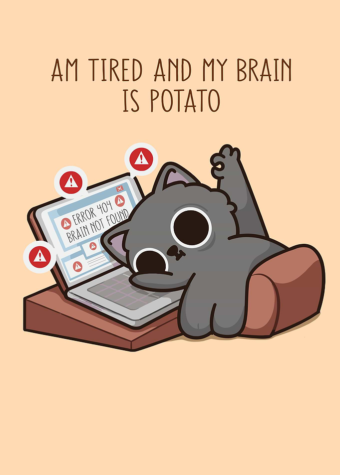 Tired Cat with Laptop Error