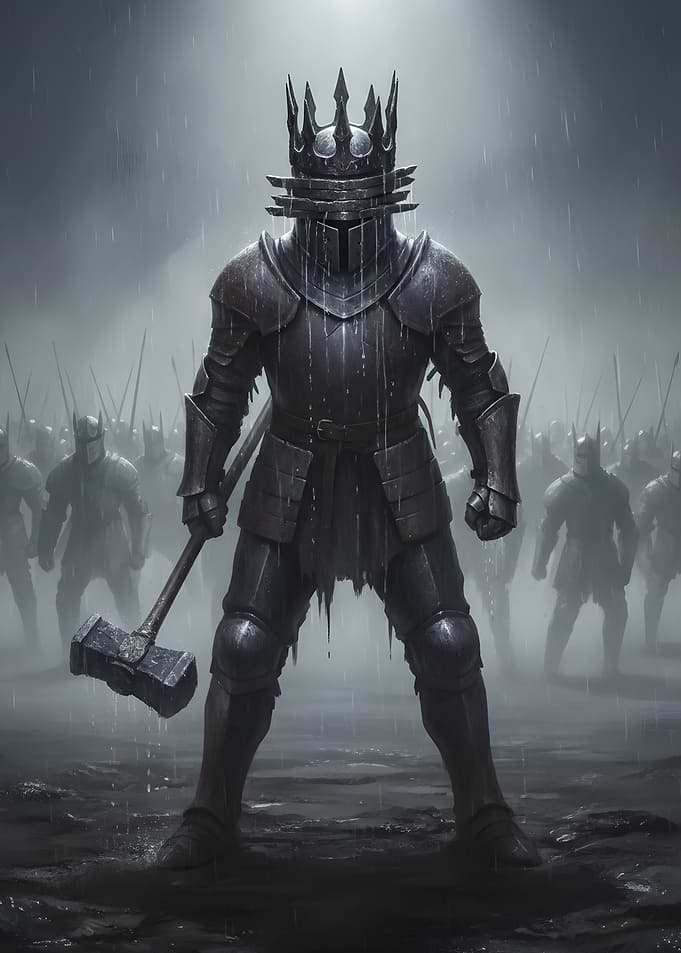 Dark Knight with Hammer and Army