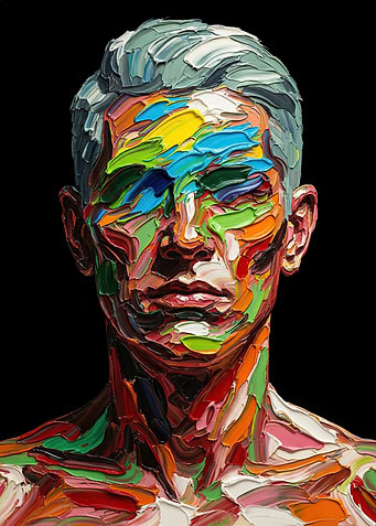 Abstract Portrait with Thick Paint Strokes